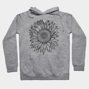 Sunflower Black Line Drawing Hoodie